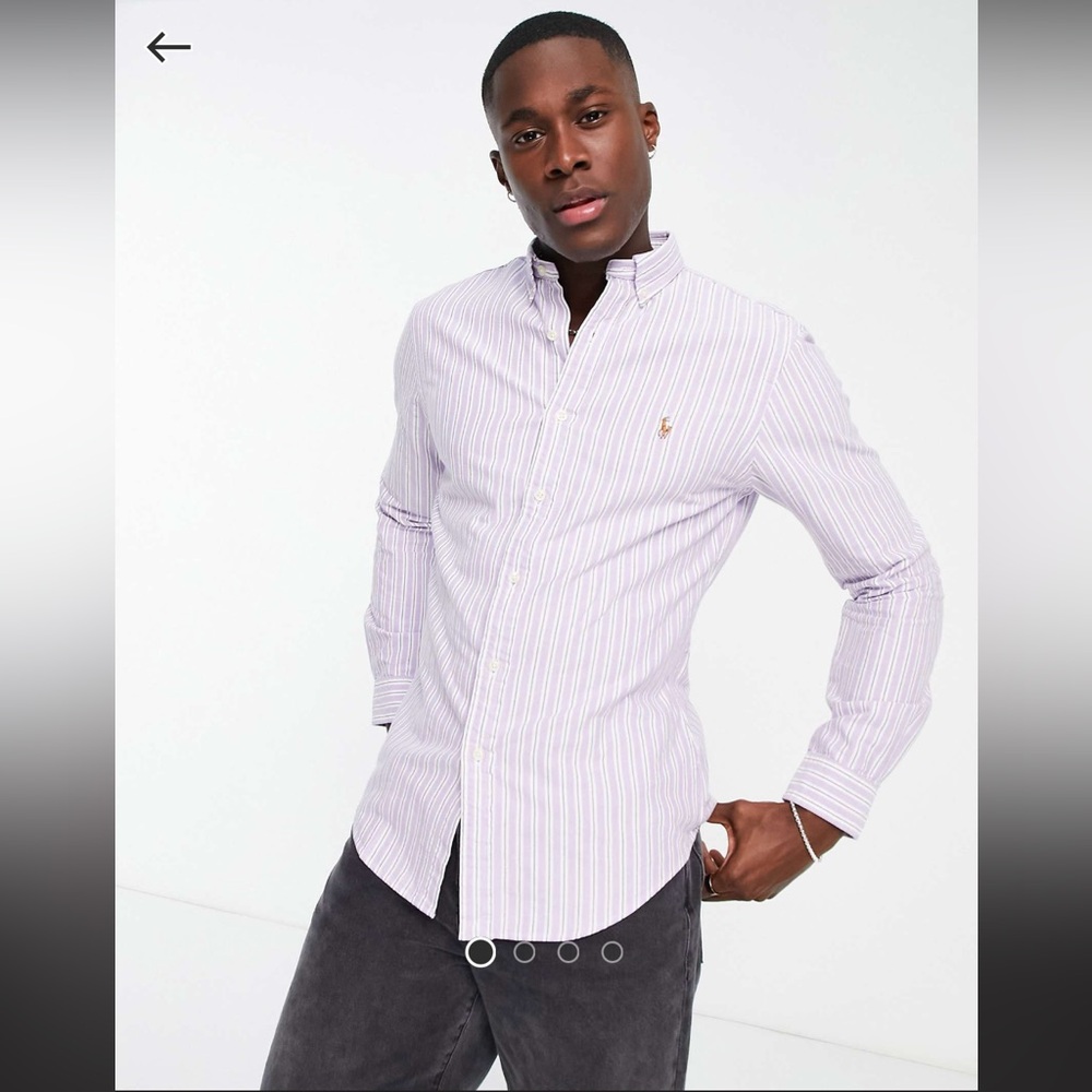 Polo by Ralph Lauren Purple and White Casual Button Down Shirt